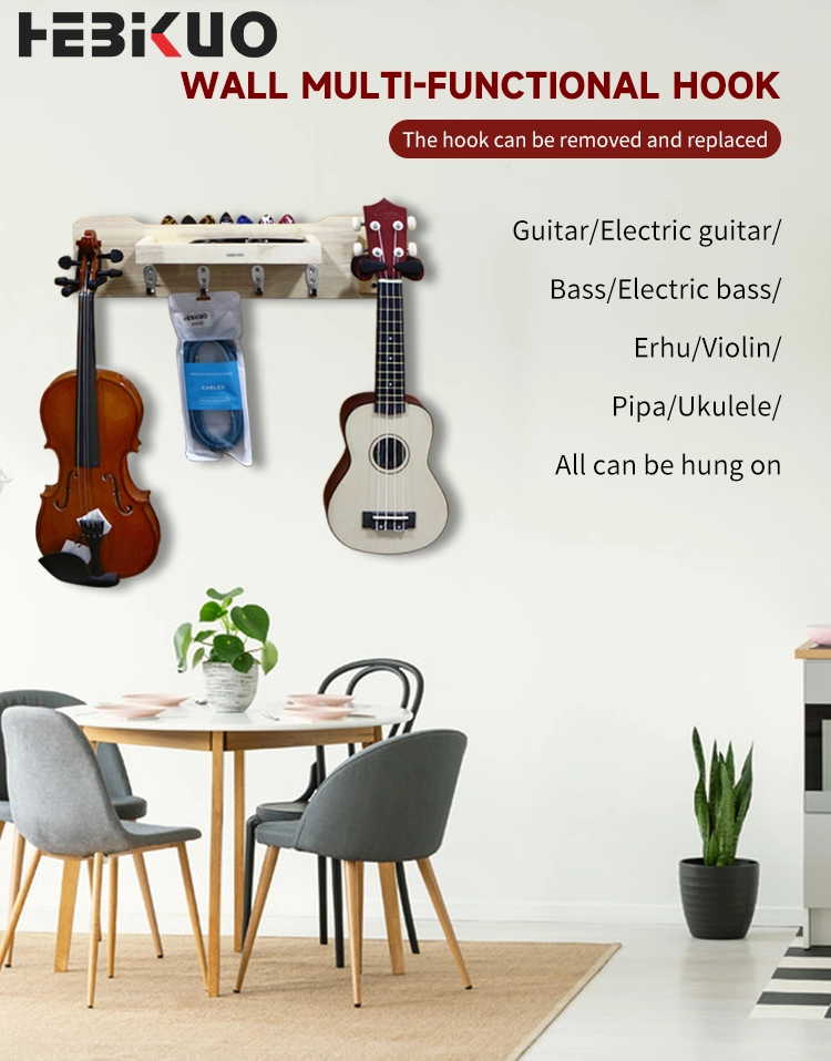 Customs Wood and Iron Guitar Hook Wooden Guitar Stand with Plate Foldable Guitar Display Guitar Wall Mount