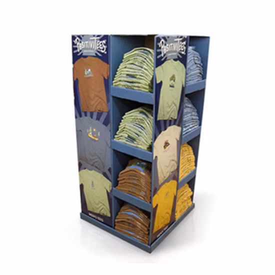 Футболка под выставочной витриной картона паллета магазина одежды носки бумажных стеллажей